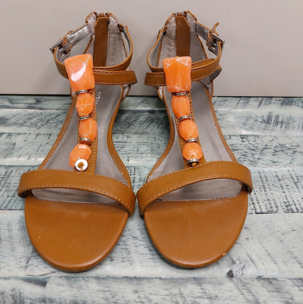Brown Sandals with Orange Accents